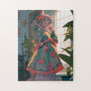 Cute Anime Catgirl Jigsaw Puzzle
