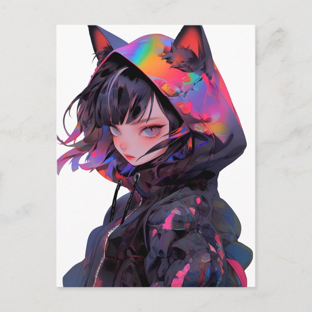 Cute Anime Catgirl Postcard (Front)