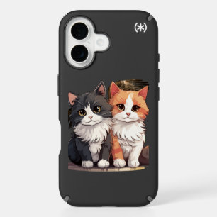 Cute Anime Cats Pair Illustration iPhone 16 Case