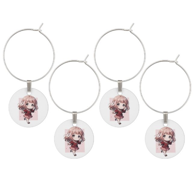 Cute Anime Character's Wine Charm (Staggered)