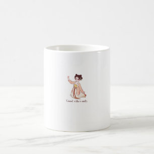 Cute Anime Chibi Girl Good Vibes Only Aesthetic Coffee Mug