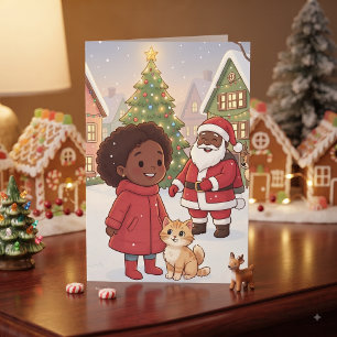 Cute Anime Children's Christmas and Coloring Page Card