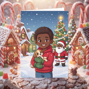 Cute Anime Children's Christmas and Coloring Page Card