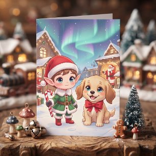 Cute Anime Children's Christmas and Coloring Page Card