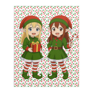 Cute anime Christmas elves Acrylic Print