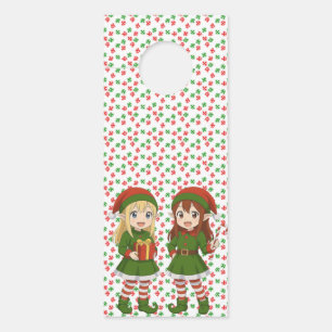 Cute anime Christmas elves Door Hanger