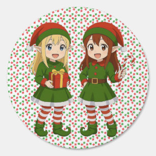 Cute anime Christmas elves Sign