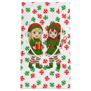 Cute anime Christmas elves Small Gift Bag