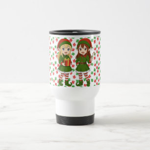 Cute anime Christmas elves Travel Mug