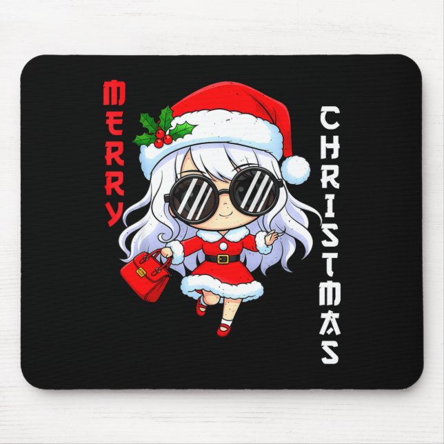Cute Anime Christmas Pajama Outfit Funny Holiday F Mouse Pad (Front)