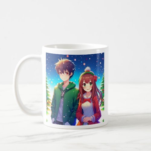 Cute Anime Couple Christmas Coffee Mug