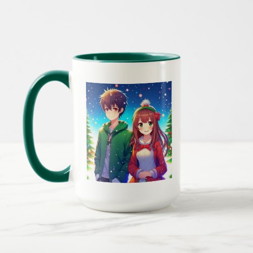 Cute Anime Couple Christmas Mug