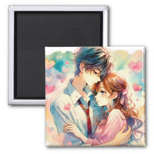 Cute Anime Couple in Love   Magnet