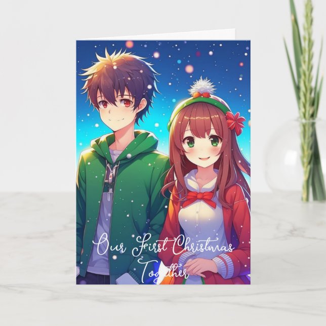 Cute Anime Couple | Our First Christmas Card (Front)