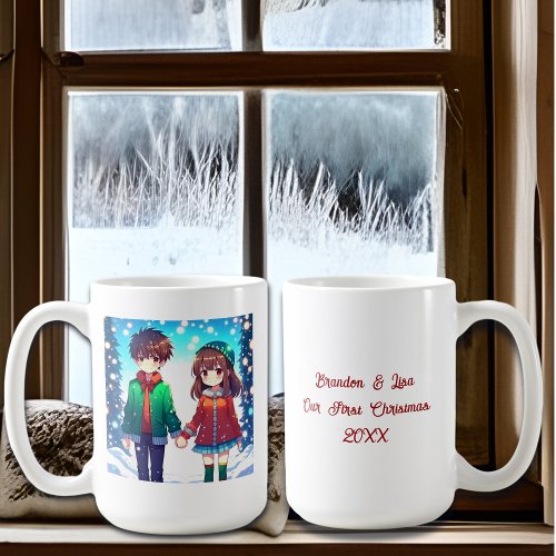 Cute Anime Couple  Our First Christmas Coffee Mug