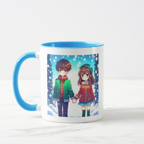 Cute Anime Couple  Our First Christmas Mug