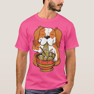 Cute anime dog feeds ramen soup with noodles T-Shirt