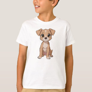 Cute Anime Dog Illustration with Big Eyes T-Shirt