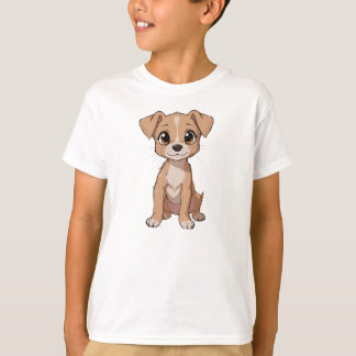Cute Anime Dog Illustration with Big Eyes T-Shirt