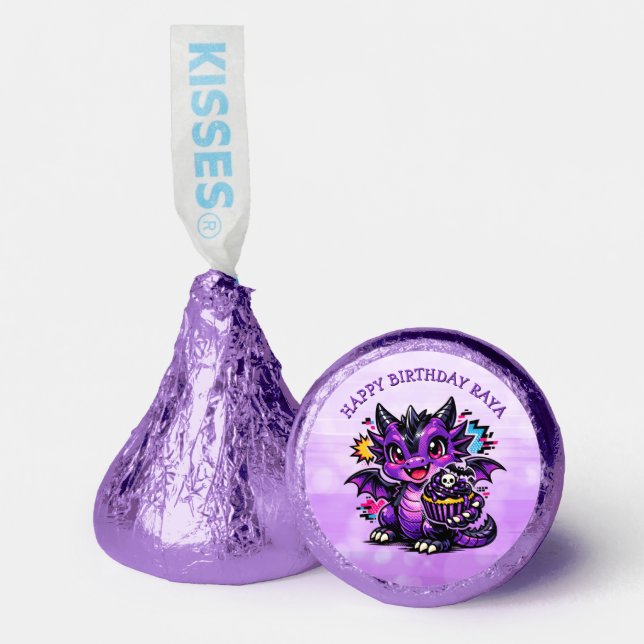 Cute Anime Dragon Girl's Birthday Party Hershey®'s Kisses® (Front)