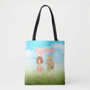 Cute anime Easter bunny girls Tote Bag