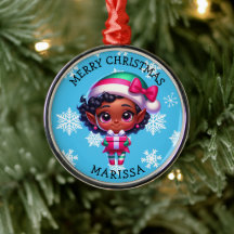Cute Anime Elf of Color Personalized Christmas