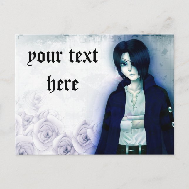 Cute anime emo boy post card (Front)