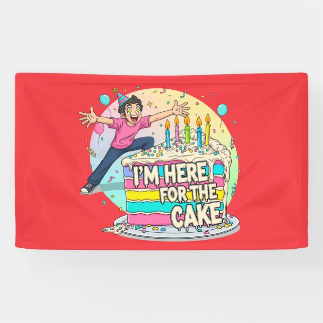 Cute Anime Eyes Birthday Cake Lover Banner (Horizontal)