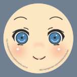 Cute Anime Face Classic Round Sticker