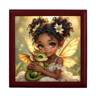 Cute Anime Fairy Girl and Chibi Dragon Gift Box