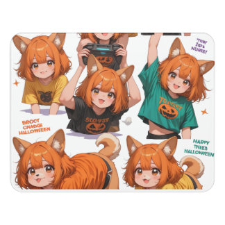 Cute Anime Fox Girl Sticker Sheet Door Sign