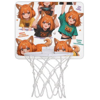 Cute Anime Fox Girl Sticker Sheet Mini Basketball Hoop