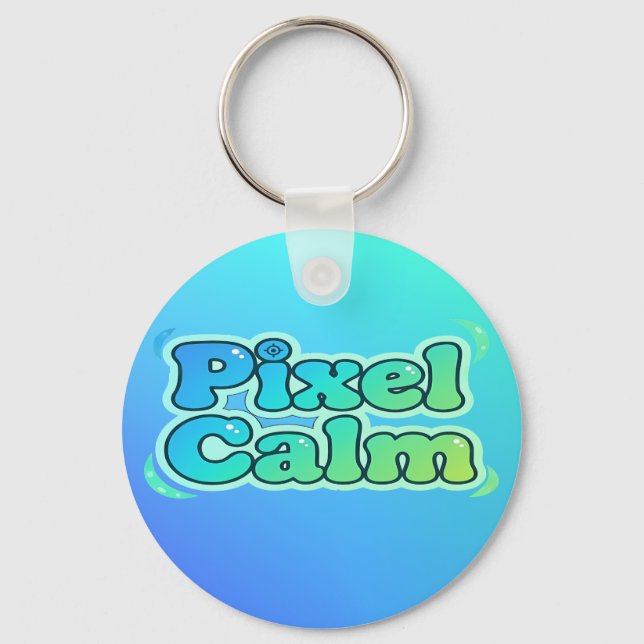 Cute Anime Gamer Boy Pixel Calm Keychain (Front)