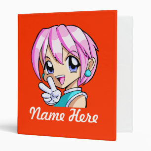 Cute Anime Girl 3 Ring Binder