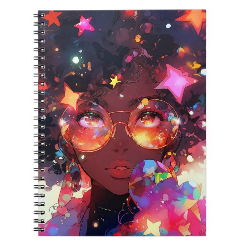 Cute Anime Girl African American Art Notebook