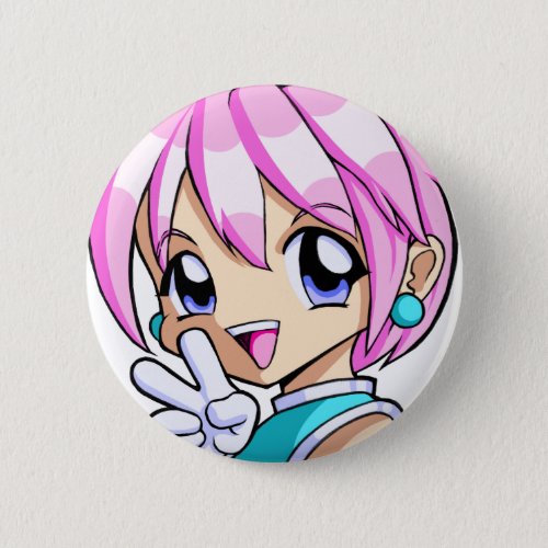 Cute Anime Girl Button