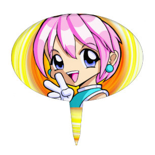 Cute Anime Girl Cake Topper