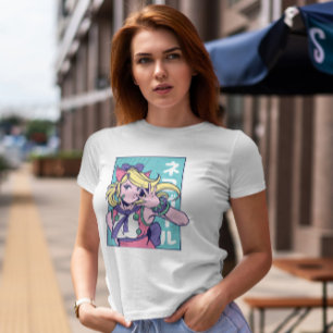 Cute Anime Girl Cat Ears T-Shirt