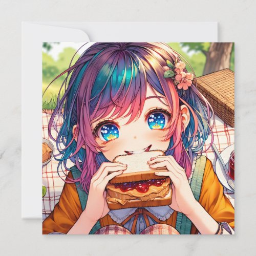 Cute Anime Girl eating a Peanut Butter and Jelly