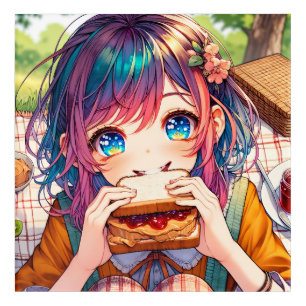 Cute Anime Girl eating a Peanut Butter and Jelly Acrylic Print