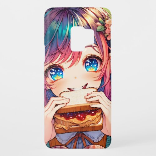 Cute Anime Girl eating a Peanut Butter and Jelly Case_Mate Samsung Galaxy S9 Case