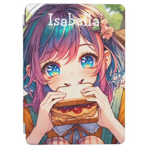 Cute Anime Girl eating a Peanut Butter and Jelly iPad Air Cover