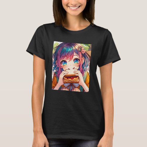 Cute Anime Girl eating a Peanut Butter and Jelly T_Shirt