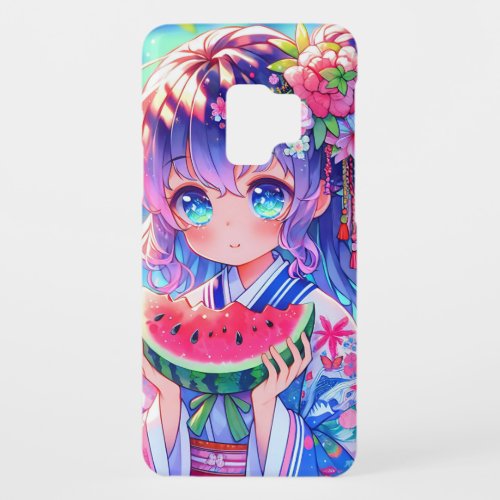 Cute Anime Girl Eating Watermelon on a Summer Day Case_Mate Samsung Galaxy S9 Case