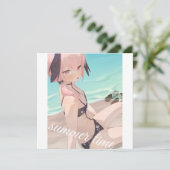 Cute anime girl enjoying summer time on the beach  (Standing Front)