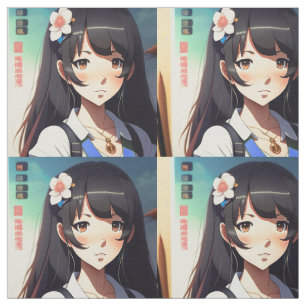 Cute Anime Girl Fabric