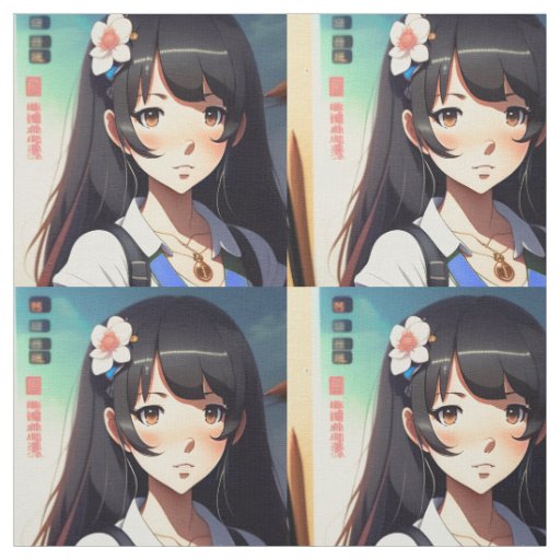 Cute Anime Girl Fabric