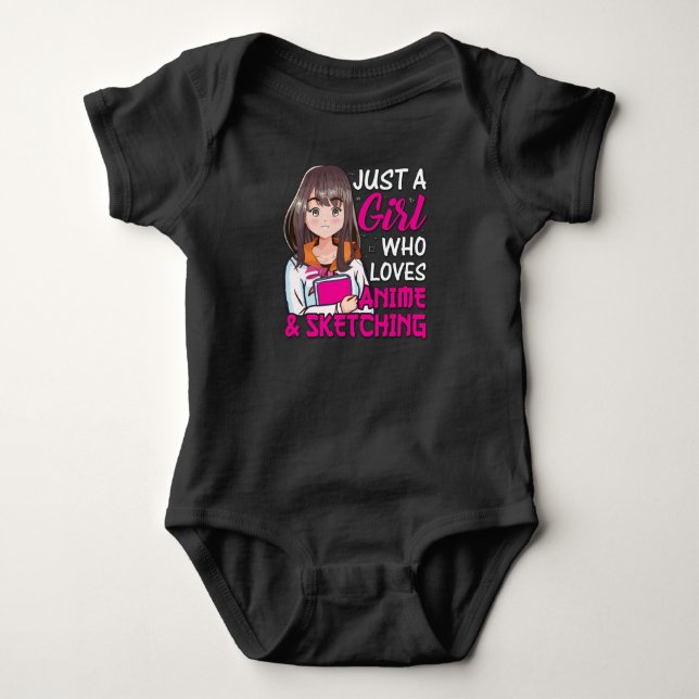 Cute Anime Girl | for Anime & Sketching Lover Baby Bodysuit (Front)