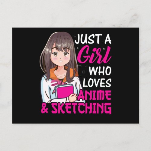 Cute Anime Girl  for Anime  Sketching Lover Postcard