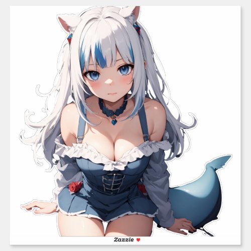 Cute Anime Girl Gawr Gura 4 Sticker